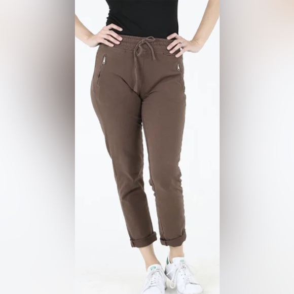 Womens Brown Jogger Pants - Picture 2 of 5